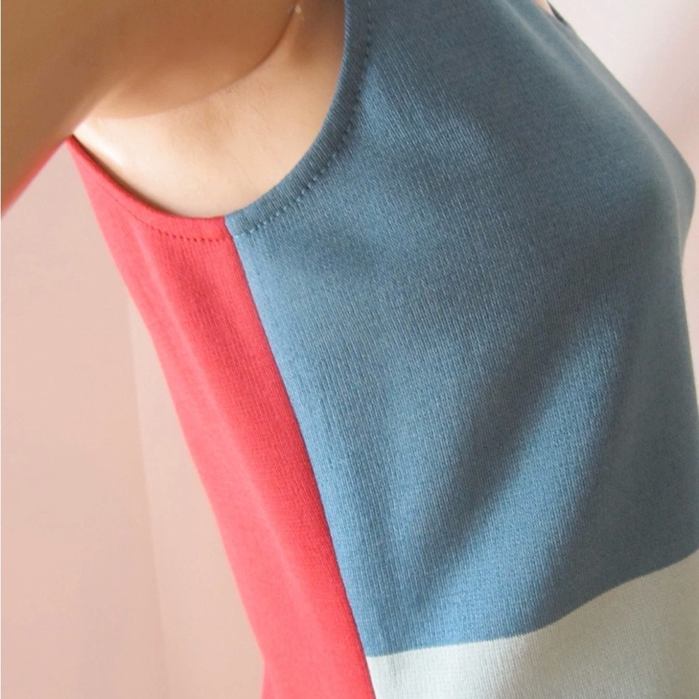 ST JOHN XL Mint Julep Cinnabar Black Caviar Colorblock Sleeveless Wool Knit Tank - Picture 4 of 15